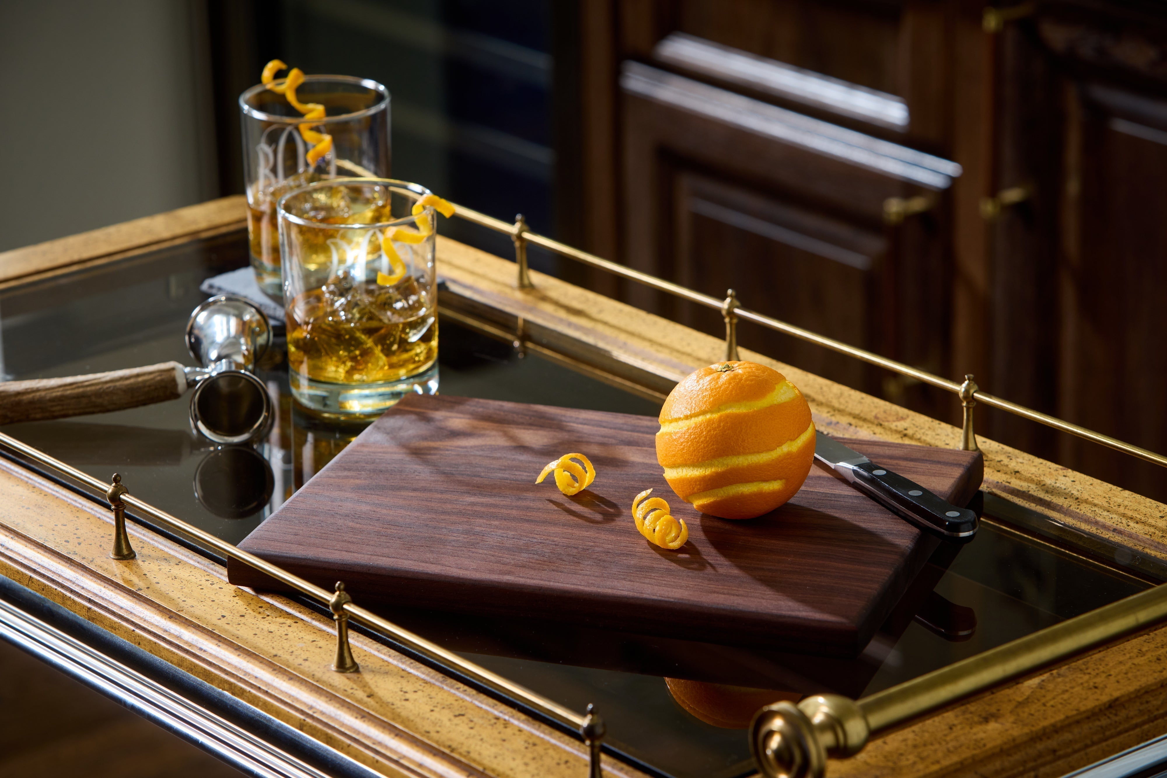 Refined Surroundings walnut cutting board, handcrafted edge-grain hardwood for safe prep and serving, the best cutting board for daily use.