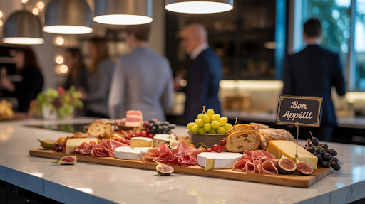 A personalized charcuterie board styled with cheeses, fruits, and herbs — perfect for hosting or gifting as a hostess gift.