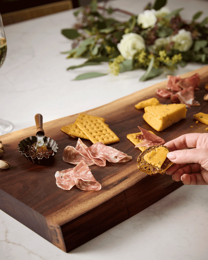 Lifestyle photo of handcrafted wood board in modern kitchen