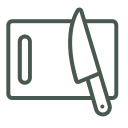 Knife and cutting board symbol highlighting best cutting board materials for safe, healthy and everyday food prep