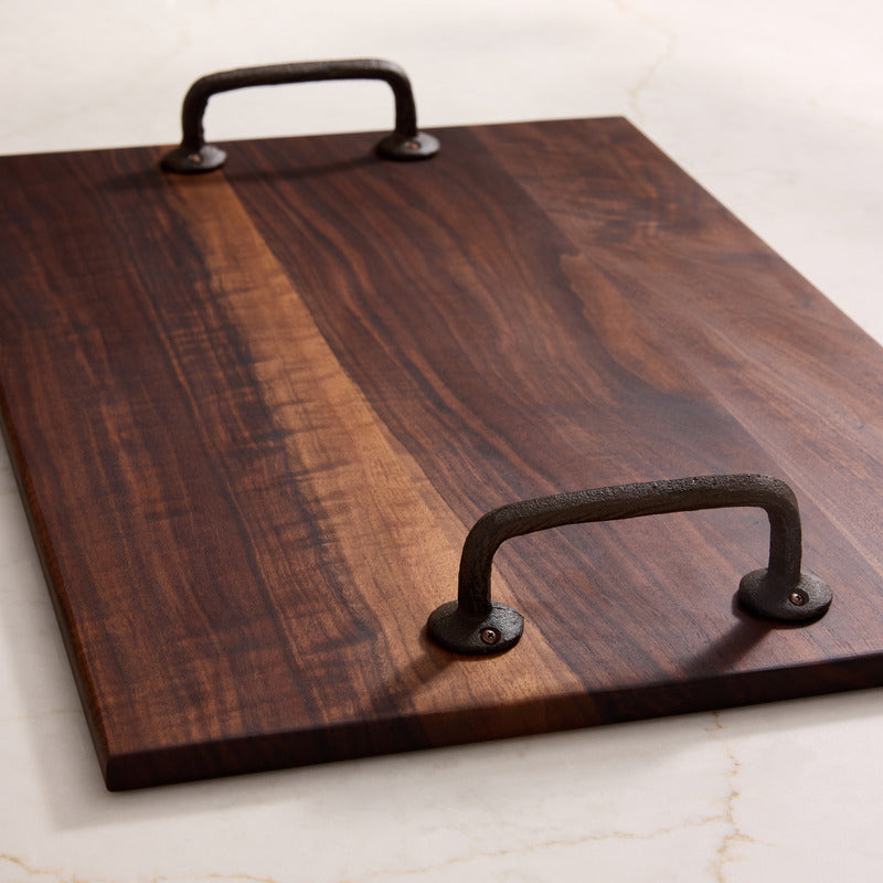 Thin walnut cutting board made from safest cutting board material, a best non toxic cutting board with unique wooden design.